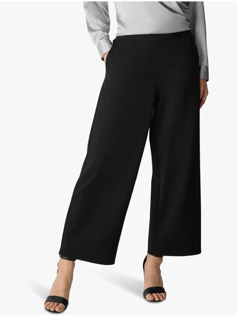 Eileen Fisher Wide Ankle Pant, Black, NWT, Size L
